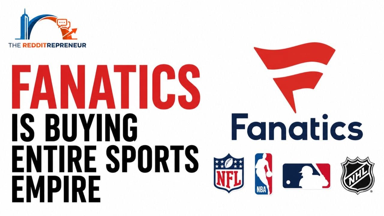 Fanatics logo with sports league logos and the headline Fanatics Is Building the Sports Super App.