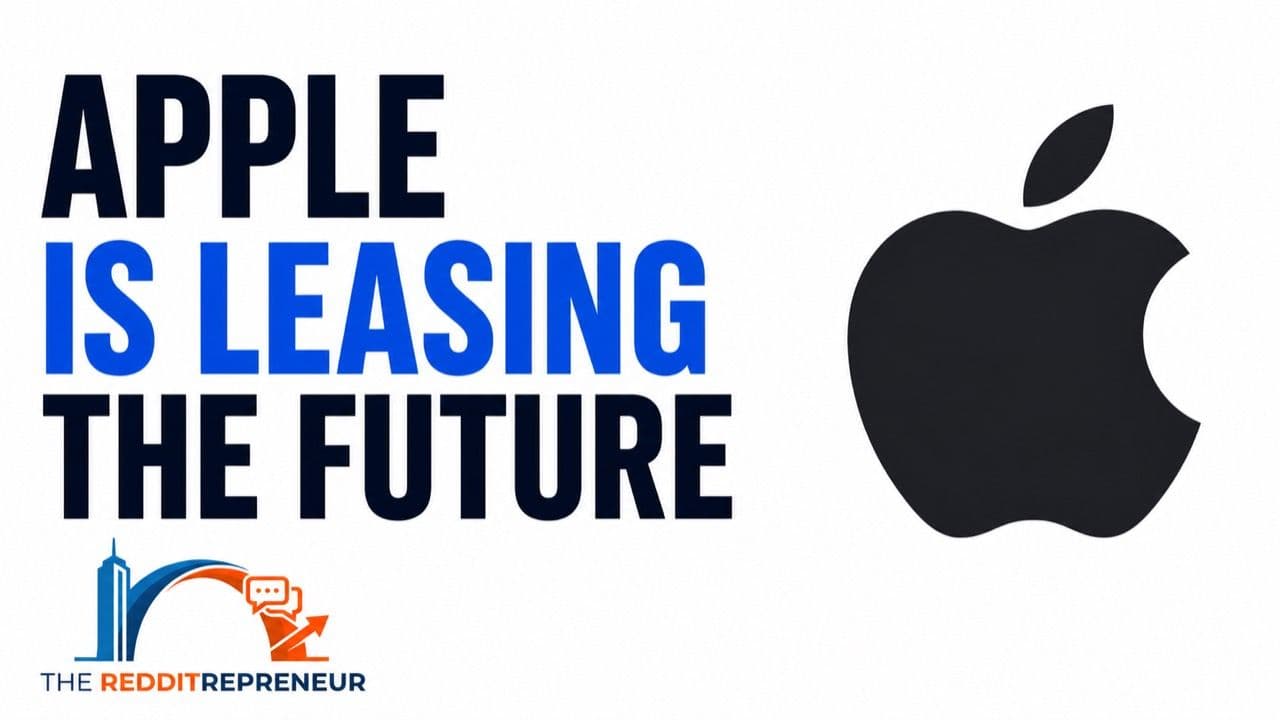 Apple Is Leasing the Future cover image with a large Apple symbol and The Redditrepreneur logo.